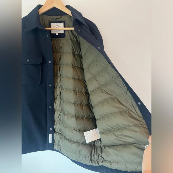 Alaskan Padded Duck Down Italian Wool Blend Melton Blue Overshirt Size Large - Picture 4 of 13